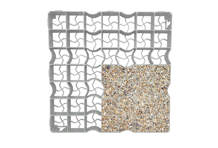 FXDM Gravel Grid Shed Base - Plastic Grid for Driveways, Garden Flooring & Paths - Carports Grass Grid & Garden Path Mat - Lawn, Greenhouse Deck, Turf Shed Base Path Base Mat, 12 Grids = 3m², White